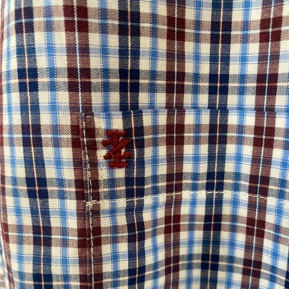 IZod blue and burgundy check men’s dress shirt